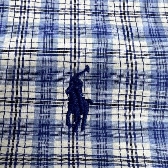 Ralph Lauren Shirt Mens L Blue Plaid Short Sleeve Classic Cotton Pony Hong Kong - Picture 4 of 13